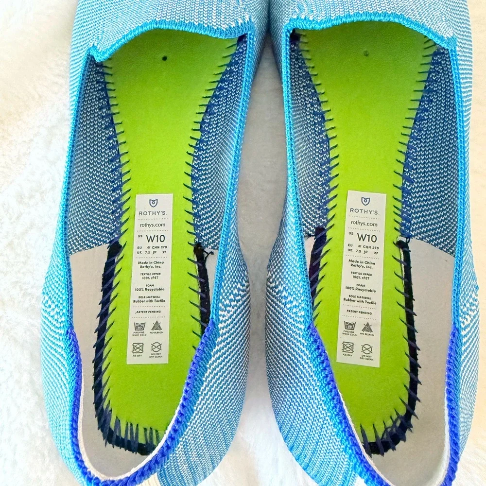 Rothy's Blue Knit Slip-On Flats